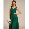 imageEverPretty Womens Elegant V Neck Pleated Sleeveless Chiffon Floor Length Bridesmaid Dresses 02355Dark Green
