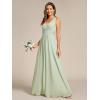 imageEverPretty Womens Elegant V Neck Pleated Sleeveless Chiffon Floor Length Bridesmaid Dresses 02355Mint Green