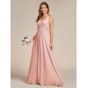 imageEverPretty Womens Elegant V Neck Pleated Sleeveless Chiffon Floor Length Bridesmaid Dresses 02355Pink