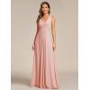 imageEverPretty Womens Elegant V Neck Pleated Sleeveless Chiffon Floor Length Bridesmaid Dresses 02355Pink