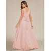 imageEverPretty Womens Elegant V Neck Pleated Sleeveless Chiffon Floor Length Bridesmaid Dresses 02355Pink
