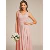 imageEverPretty Womens Elegant V Neck Pleated Sleeveless Chiffon Floor Length Bridesmaid Dresses 02355Pink