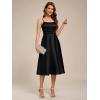imageEverPretty Womens Square Neck Sleeveless Satin Midi Pleated A Line Wedding Guest Dress with Pockets 02340Black