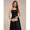 imageEverPretty Womens Square Neck Sleeveless Satin Midi Pleated A Line Wedding Guest Dress with Pockets 02340Black