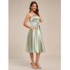 imageEverPretty Womens Square Neck Sleeveless Satin Midi Pleated A Line Wedding Guest Dress with Pockets 02340Mint Green