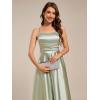 imageEverPretty Womens Square Neck Sleeveless Satin Midi Pleated A Line Wedding Guest Dress with Pockets 02340Mint Green