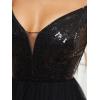 imageEverPretty Womens V Neck Sequin Tulle A Line Evening Formal Dress 00279Black