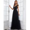 imageEverPretty Womens V Neck Sequin Tulle A Line Evening Formal Dress 00279Black