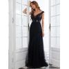 imageEverPretty Womens V Neck Sequin Tulle A Line Evening Formal Dress 00279Black
