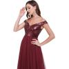 imageEverPretty Womens V Neck Sequin Tulle A Line Evening Formal Dress 00279Burgundy
