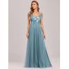 imageEverPretty Womens V Neck Sequin Tulle A Line Evening Formal Dress 00279Demin Blue
