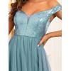 imageEverPretty Womens V Neck Sequin Tulle A Line Evening Formal Dress 00279Demin Blue