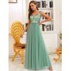 imageEverPretty Womens V Neck Sequin Tulle A Line Evening Formal Dress 00279Mild Green