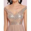 imageEverPretty Womens V Neck Sequin Tulle A Line Evening Formal Dress 00279Rose Gold