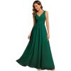 imageEverPretty Womens Elegant V Neck Pleated Sleeveless Chiffon Floor Length Bridesmaid Dresses 02355Dark Green