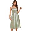 imageEverPretty Womens Square Neck Sleeveless Satin Midi Pleated A Line Wedding Guest Dress with Pockets 02340Mint Green