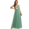 imageEverPretty Womens V Neck Sequin Tulle A Line Evening Formal Dress 00279Mild Green