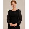 imageEverPretty Classic Round Neck Long Sleeves Empire Waist Floor Length Chiffon Mother of The Bride Dresses 0106BPHBlack