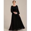 imageEverPretty Classic Round Neck Long Sleeves Empire Waist Floor Length Chiffon Mother of The Bride Dresses 0106BPHBlack