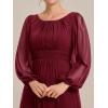 imageEverPretty Classic Round Neck Long Sleeves Empire Waist Floor Length Chiffon Mother of The Bride Dresses 0106BPHBurgundy