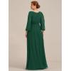 imageEverPretty Classic Round Neck Long Sleeves Empire Waist Floor Length Chiffon Mother of The Bride Dresses 0106BPHDark Green