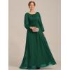 imageEverPretty Classic Round Neck Long Sleeves Empire Waist Floor Length Chiffon Mother of The Bride Dresses 0106BPHDark Green