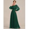 imageEverPretty Classic Round Neck Long Sleeves Empire Waist Floor Length Chiffon Mother of The Bride Dresses 0106BPHDark Green