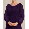 imageEverPretty Classic Round Neck Long Sleeves Empire Waist Floor Length Chiffon Mother of The Bride Dresses 0106BPHDark Purple
