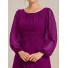 imageEverPretty Classic Round Neck Long Sleeves Empire Waist Floor Length Chiffon Mother of The Bride Dresses 0106BPHFuchsia