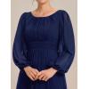 imageEverPretty Classic Round Neck Long Sleeves Empire Waist Floor Length Chiffon Mother of The Bride Dresses 0106BPHNavy Blue