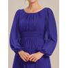 imageEverPretty Classic Round Neck Long Sleeves Empire Waist Floor Length Chiffon Mother of The Bride Dresses 0106BPHSapphire Blue