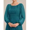 imageEverPretty Classic Round Neck Long Sleeves Empire Waist Floor Length Chiffon Mother of The Bride Dresses 0106BPHTeal