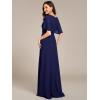 imageEverPretty Womens Classic Round Neck Pleated Short Sleeves Chiffon Appliques Floor Length A Line Evening Dresses 02960Navy Blue