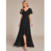 imageEverPretty Womens Double V Neck A Line Ruffle Hem Backless High Low Chiffon Bridesmaid Dresses 01749Black