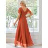 imageEverPretty Womens Double V Neck A Line Ruffle Hem Backless High Low Chiffon Bridesmaid Dresses 01749Burnt Orange