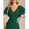 imageEverPretty Womens Double V Neck A Line Ruffle Hem Backless High Low Chiffon Bridesmaid Dresses 01749Dark Green