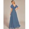 imageEverPretty Womens Double V Neck A Line Ruffle Hem Backless High Low Chiffon Bridesmaid Dresses 01749Dusty Navy