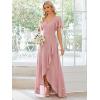 imageEverPretty Womens Double V Neck A Line Ruffle Hem Backless High Low Chiffon Bridesmaid Dresses 01749Dusty Rose
