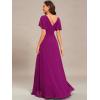 imageEverPretty Womens Double V Neck A Line Ruffle Hem Backless High Low Chiffon Bridesmaid Dresses 01749Fuchsia