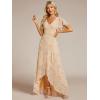 imageEverPretty Womens Double V Neck A Line Ruffle Hem Backless High Low Chiffon Bridesmaid Dresses 01749Golden Roses