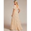 imageEverPretty Womens Double V Neck A Line Ruffle Hem Backless High Low Chiffon Bridesmaid Dresses 01749Golden Roses