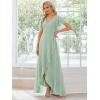 imageEverPretty Womens Double V Neck A Line Ruffle Hem Backless High Low Chiffon Bridesmaid Dresses 01749Mint Green
