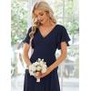 imageEverPretty Womens Double V Neck A Line Ruffle Hem Backless High Low Chiffon Bridesmaid Dresses 01749Navy Blue