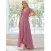 imageEverPretty Womens Double V Neck A Line Ruffle Hem Backless High Low Chiffon Bridesmaid Dresses 01749Orchid