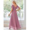 imageEverPretty Womens Double V Neck A Line Ruffle Hem Backless High Low Chiffon Bridesmaid Dresses 01749Orchid