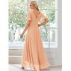 imageEverPretty Womens Double V Neck A Line Ruffle Hem Backless High Low Chiffon Bridesmaid Dresses 01749Peach
