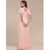 imageEverPretty Womens Double V Neck A Line Ruffle Hem Backless High Low Chiffon Bridesmaid Dresses 01749Pink