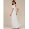 imageEverPretty Womens Double V Neck A Line Ruffle Hem Backless High Low Chiffon Bridesmaid Dresses 01749White