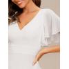 imageEverPretty Womens Double V Neck A Line Ruffle Hem Backless High Low Chiffon Bridesmaid Dresses 01749White