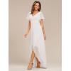 imageEverPretty Womens Double V Neck A Line Ruffle Hem Backless High Low Chiffon Bridesmaid Dresses 01749White